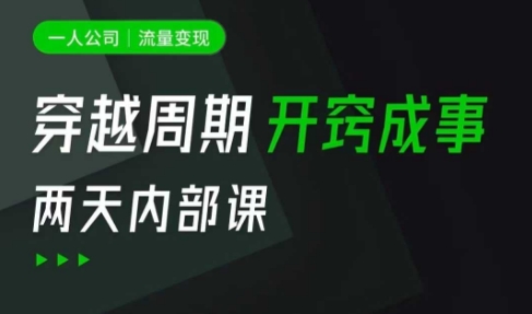 一人公司：流量变现课，一人公司的方法模型拆解， 拆解富人思维，流量思维，小老板思维等-立刻分享网创平台
