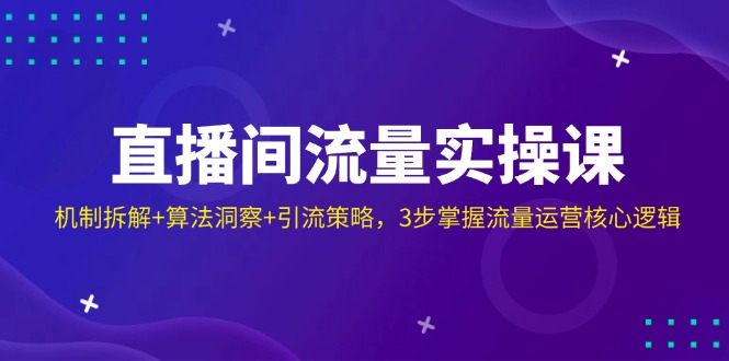 直播间流量实操课：机制拆解+算法洞察+引流策略，3步掌握流量运营核心逻辑-立刻分享网创平台