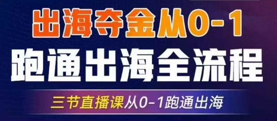 2025出海夺金从0-1跑通出海全流程，三节直播课从0-1跑通出海，教你用AI跑通全流程-立刻分享网创平台
