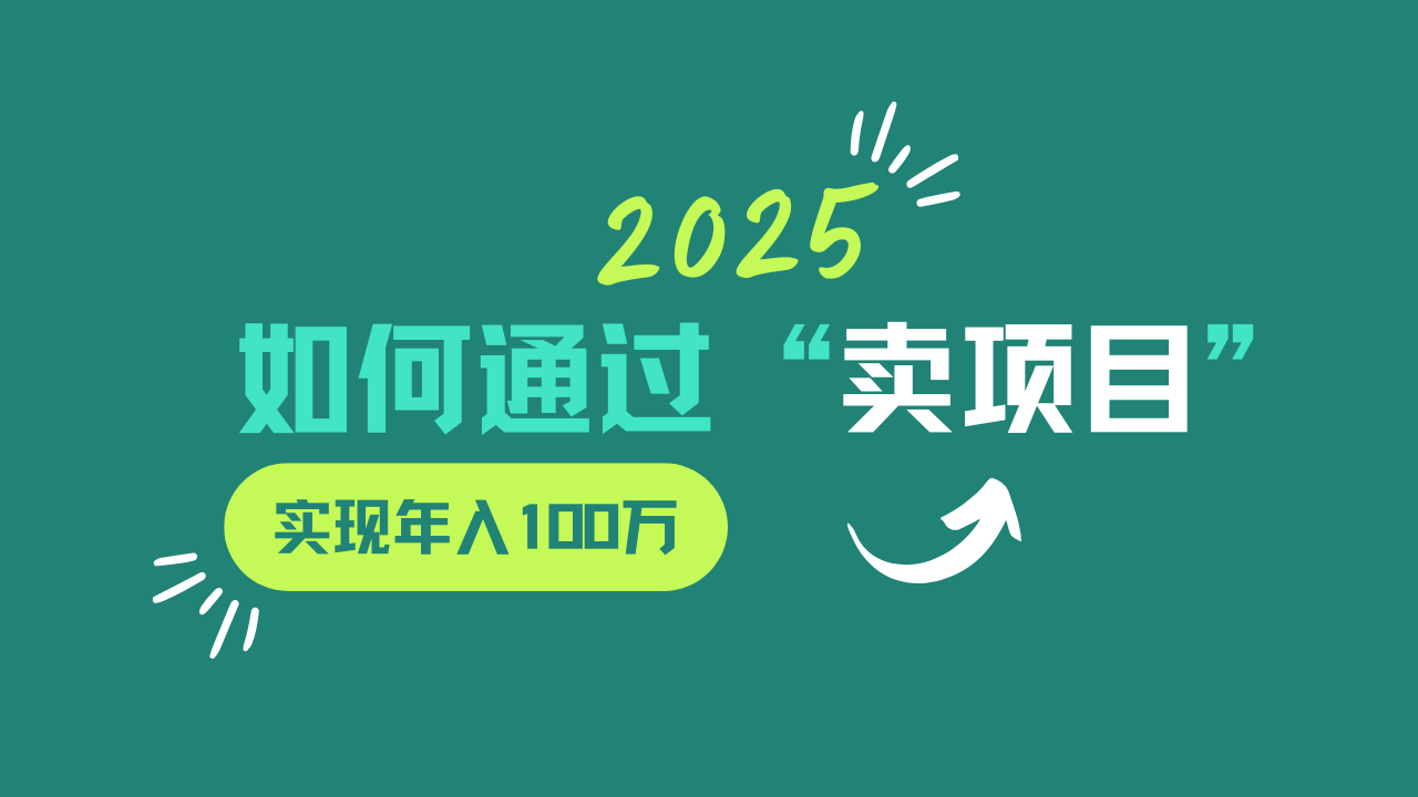 2025年如何通过“卖项目”实现年入100w-立刻分享网创平台