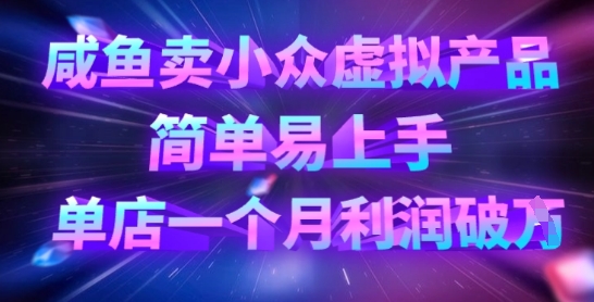 咸鱼卖小众虚拟产品，简单易上手，单店一个月利润破W-立刻分享网创平台
