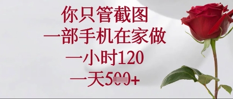 你只管截图，一部手机在家操作，一小时120.一天5张【揭秘】-立刻分享网创平台