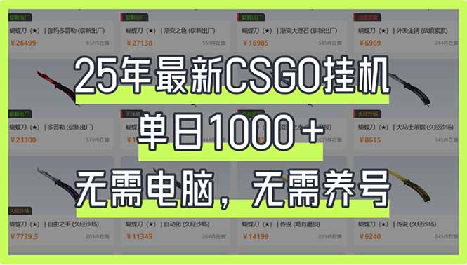 25年最新CSGO挂机系统，单日1000+，无需电脑，无需养号，0基础可上手-立刻分享网创平台