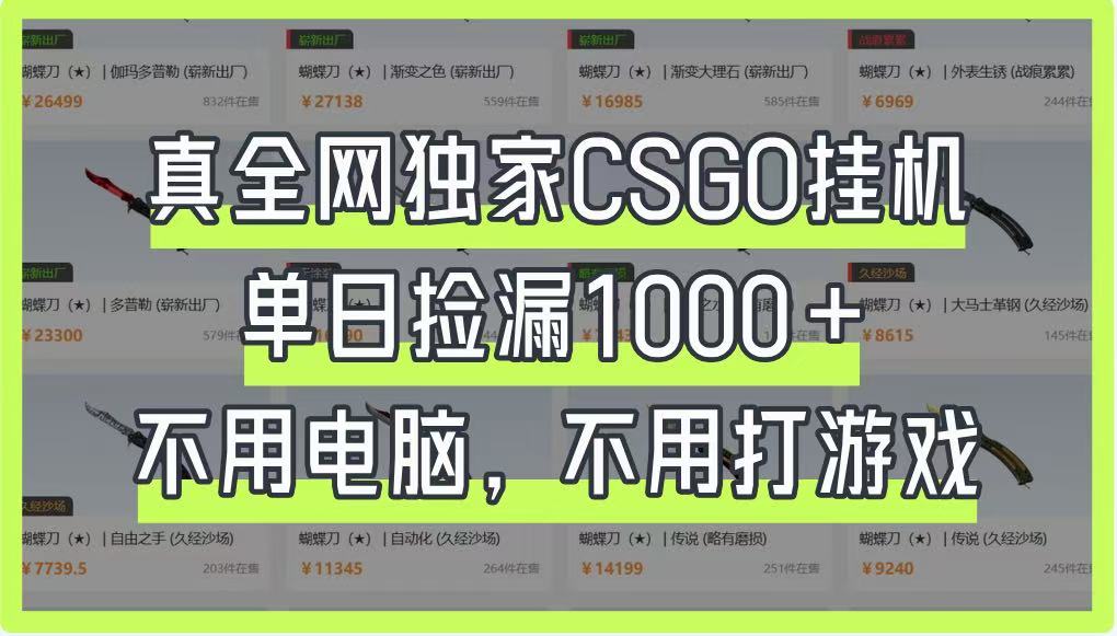 真全网独家CSGO挂机，单日捡漏1000+，不用电脑，不用养号-立刻分享网创平台
