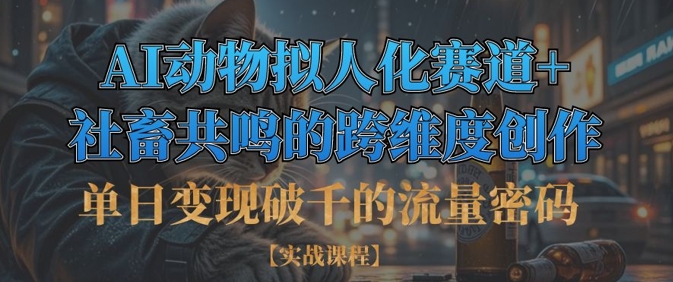 单日变现破千的流量密码，AI动物拟人化赛道+社畜共鸣的跨维度创作-立刻分享网创平台