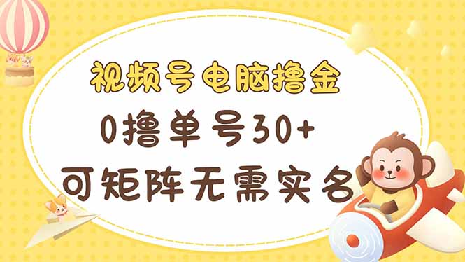 视频号电脑撸金 0撸单号30+ 可矩阵 无需实名多号多得-立刻分享网创平台