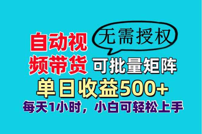 自动视频带货，可批量矩阵，单日收益500+、轻松实现睡后收益，小白可…-立刻分享网创平台