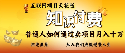 互联网项目天花板，知付付费项目，普通人如何通过卖项目月入十个，拒绝韭菜【揭秘】-立刻分享网创平台