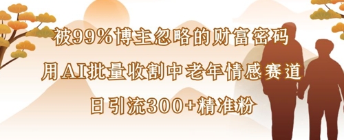 被99%博主忽略的财富密码：用AI批量收割中老年情感赛道，日引流300+精准粉-立刻分享网创平台