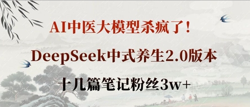 AI中医大模型杀疯了！DeepSeek中式养生2.0版本，十几篇笔记粉丝3w+-立刻分享网创平台