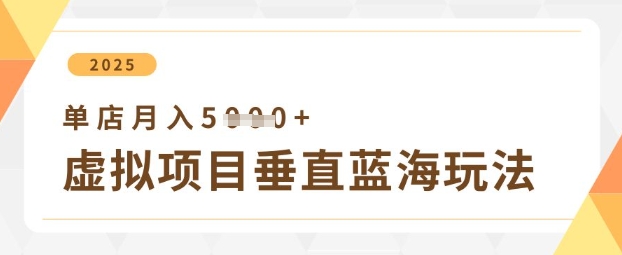 虚拟项目垂直玩法，实现单店月入5k+-立刻分享网创平台