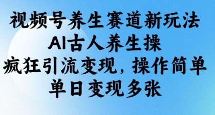 视频号养生赛道新玩法，AI古人养生操，疯狂引流变现，操作简单，单日变现多张-立刻分享网创平台
