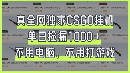真全网独家CSGO挂G，单日捡漏1k+【揭秘】-立刻分享网创平台