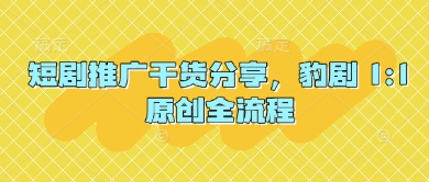 短剧推广干货分享，豹剧 1:1原创全流程-立刻分享网创平台