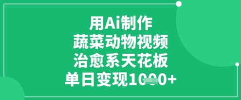 用Ai制作蔬菜动物视频，治愈系天花板，单日变现1k-立刻分享网创平台