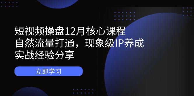 短视频操盘12月核心课程：自然流量打通，现象级IP养成，实战经验分享-立刻分享网创平台