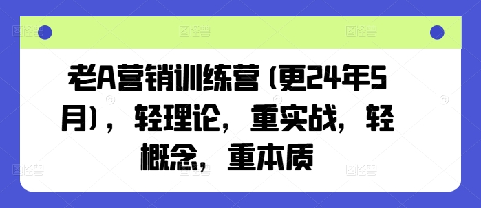 老A营销训练营(更25年4月)，轻理论，重实战，轻概念，重本质-立刻分享网创平台