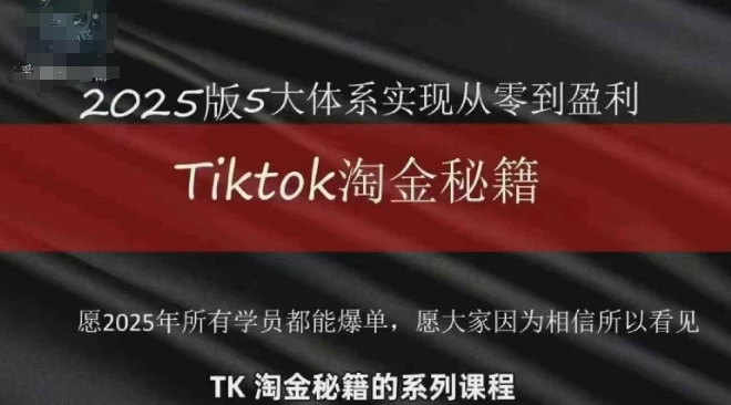 TikTok跨境2025淘金秘籍，​2025TikTok从0到盈利变现-立刻分享网创平台