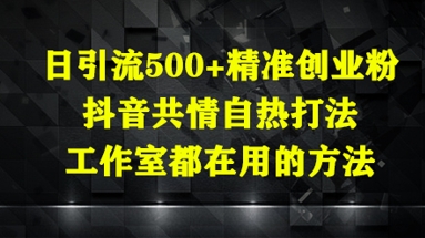 日引流500+精准创业粉，抖音共情自热打法，工作室都在用的方法-立刻分享网创平台