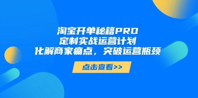 淘宝开单秘籍PRO，定制实战运营计划，化解商家痛点，突破运营瓶颈-立刻分享网创平台