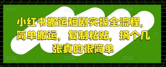 小红书搬运短剧实操全流程，简单搬运，复制粘贴，搞个几张真的很简单-立刻分享网创平台
