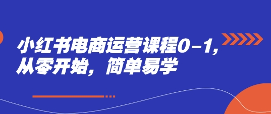 小红书电商运营课程0-1，从零开始，简单易学-立刻分享网创平台