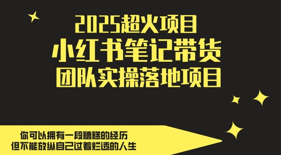 2025超火项目，副业最佳选择，小红书笔记带货团队实操落地项目，，轻松日入5张-立刻分享网创平台