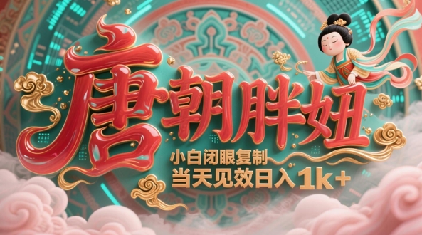 用AI克隆“唐朝胖妞”日更3条，平台疯狂推流，小白闭眼复制，当天见效，日入1k+-立刻分享网创平台