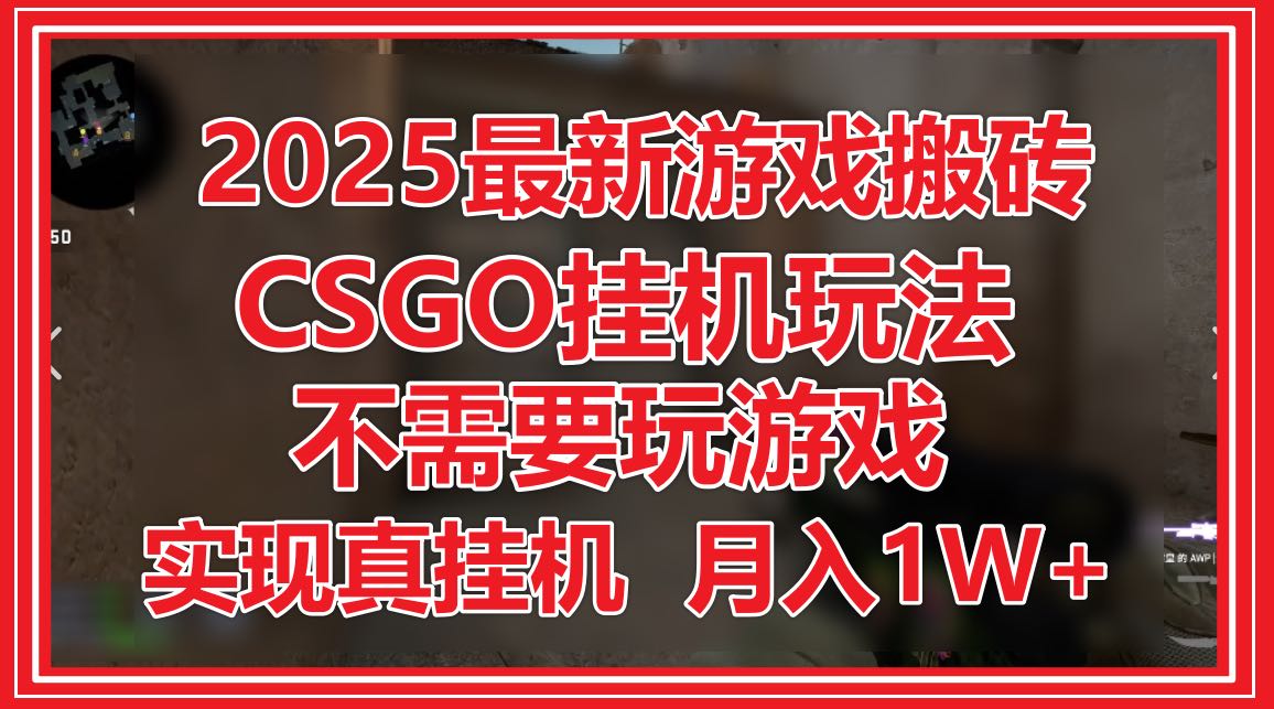 2025最新游戏搬砖，CSGO挂机，不需要玩游戏，实现真挂机，月入1W+-立刻分享网创平台