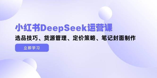 小红书DeepSeek运营课，选品技巧、货源管理、定价策略、笔记封面制作-立刻分享网创平台