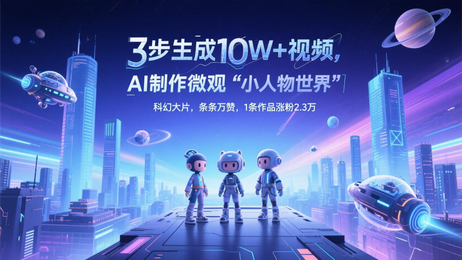三步生成10W+视频，AI制作微观“小人物世界”科幻大片，条条万赞，1条作品涨粉2.3万-立刻分享网创平台