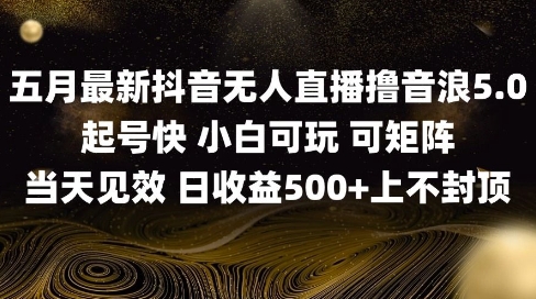 2025五月最新无人直播撸音浪单日产出5张+实操教程【揭秘】-立刻分享网创平台