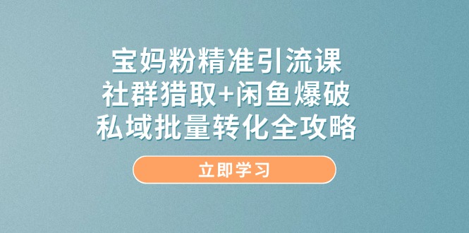 宝妈粉精准引流课，社群猎取+闲鱼爆破，私域批量转化全攻略-立刻分享网创平台