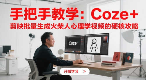 手把手教学：Coze + 剪映批量生成火柴人心理学视频的硬核攻略-立刻分享网创平台