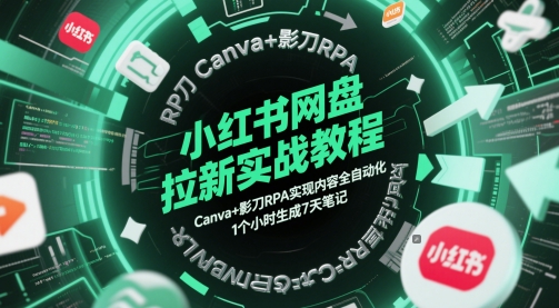 小红书网盘拉新实战教程，Canva+影刀RPA实现内容全自动化，1个小时生成7天笔记-立刻分享网创平台