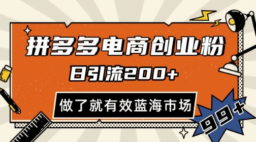 拼多多引流电商创业粉，日引200+，可矩阵放大，做了就有效【揭秘】-立刻分享网创平台