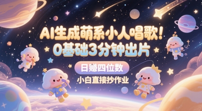 AI生成萌系小人唱歌，0基础3分钟出片，28个作品涨粉8.9W，单条最高19W赞，日入四位数，小白直接抄作业-立刻分享网创平台