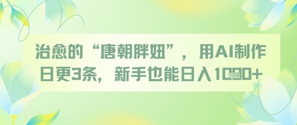治愈的“唐朝胖妞”，用AI制作日更3条，新手也能日入多张-立刻分享网创平台
