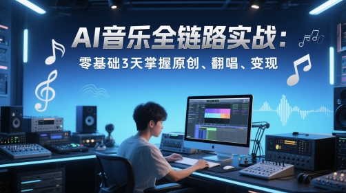 AI音乐全链路实战变现课：零基础3天掌握原创、翻唱、变现-立刻分享网创平台