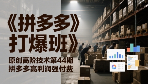 《拼多多打爆班》原创高阶技术第44期，拼多多高利润强付费-立刻分享网创平台