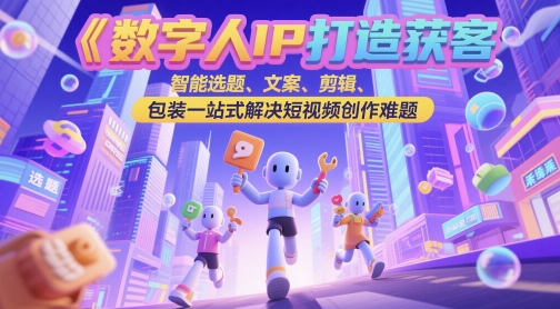 数字人IP打造获客变现实操课，智能选题、文案、剪辑、包装一站式解决短视频创作难题-立刻分享网创平台