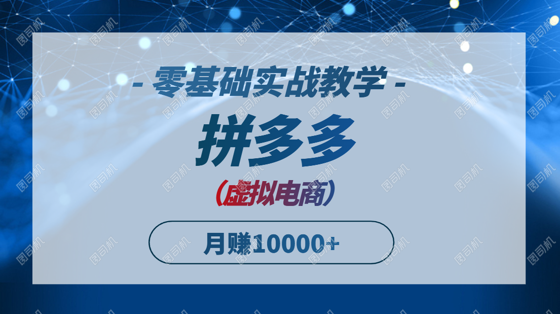 拼多多虚拟电商，零基础实战教学，快速打爆商品，新手也能月入10000+-立刻分享网创平台