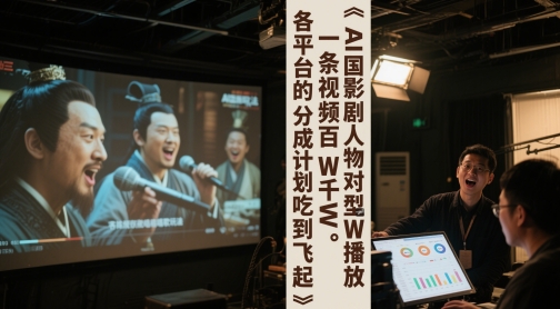 AI三国影视剧人物对口型唱歌玩法，一条视频百W千W播放，各平台的分成计划吃到飞起-立刻分享网创平台