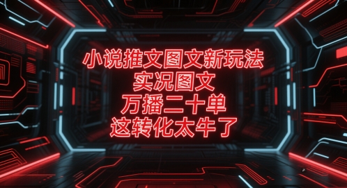 小说推文图文新玩法，实况图文，万播二十单，这转化太牛了！-立刻分享网创平台