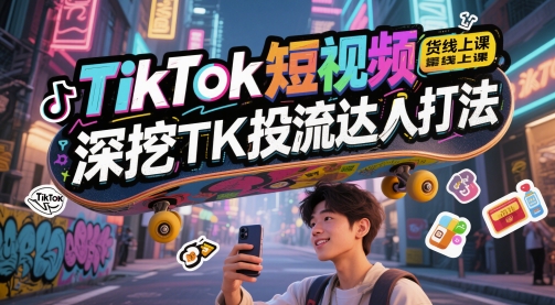 TikTok短视频带货线上课，深挖TK投流达人打法-立刻分享网创平台