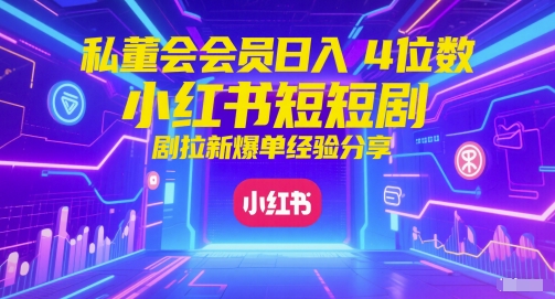 私董会会员日入4位数小红书红果短剧拉新爆单经验分享-立刻分享网创平台