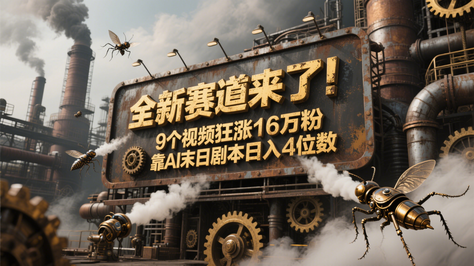 全新赛道来了！9个视频狂涨16万粉，靠AI末日剧本日入4位数，评论区爆肝追更！-立刻分享网创平台