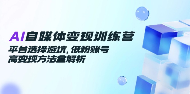 AI自媒体变现训练营，平台选择避坑，低粉账号高变现方法全解析-立刻分享网创平台