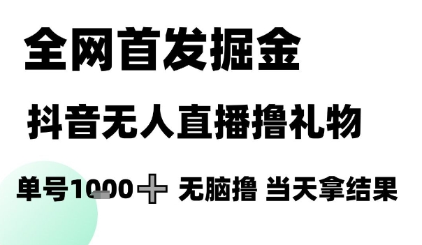 全网首发掘金抖音无人直播撸礼物，单号1k +无脑撸，当天拿结果【揭秘】-立刻分享网创平台