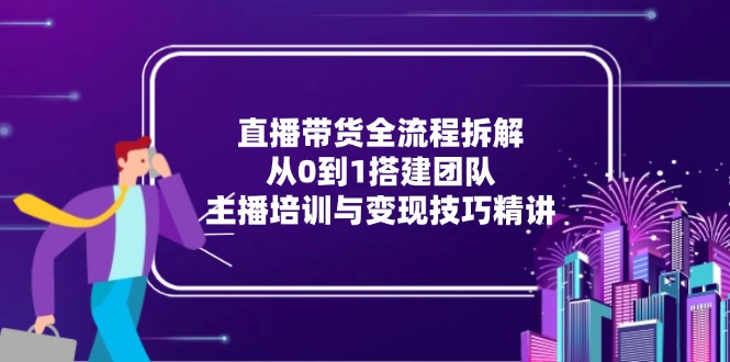 直播带货全流程拆解：从0到1搭建团队，主播培训与变现技巧精讲-立刻分享网创平台